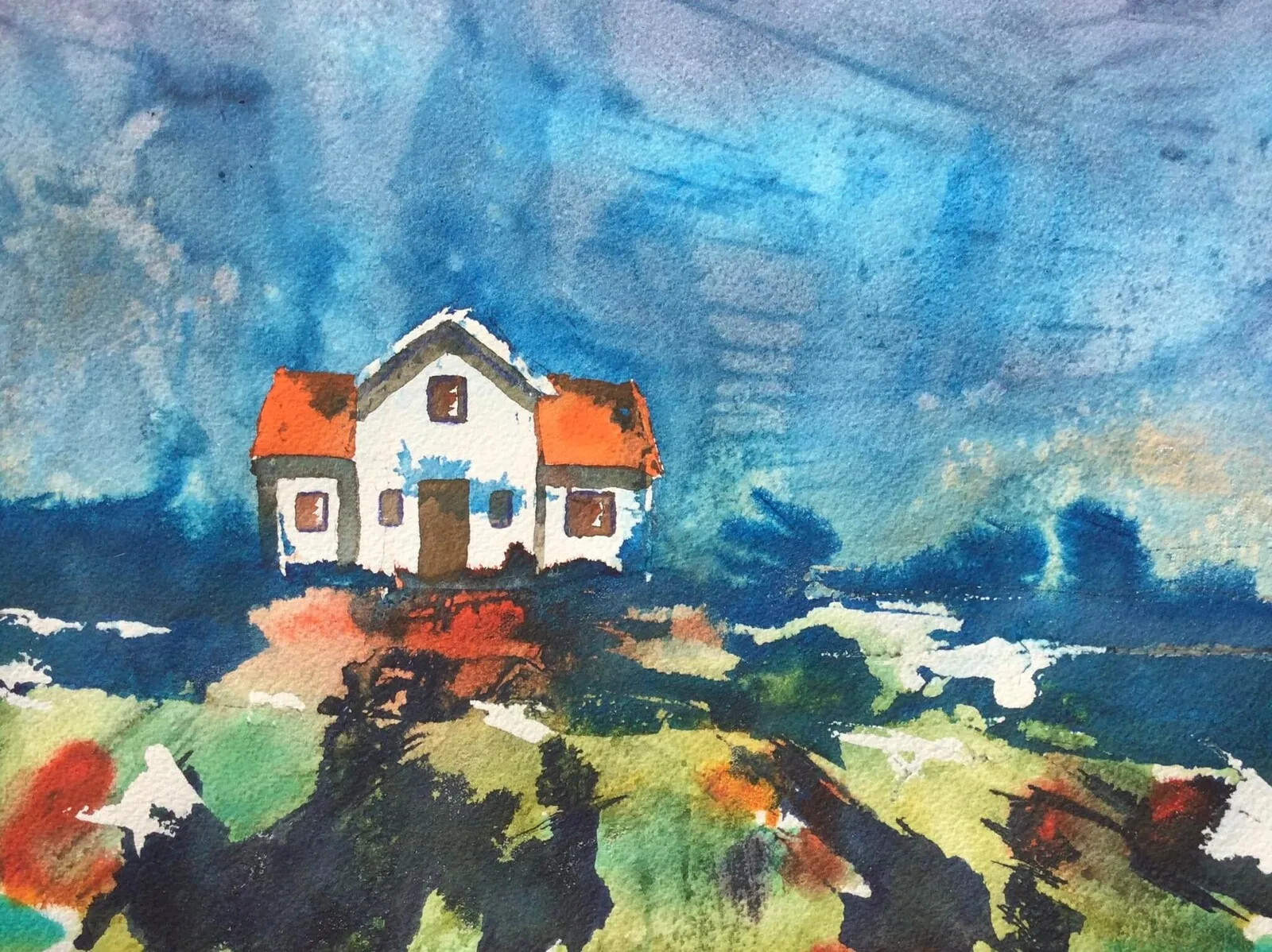 Akvarell Ödehus 1 av David Powell