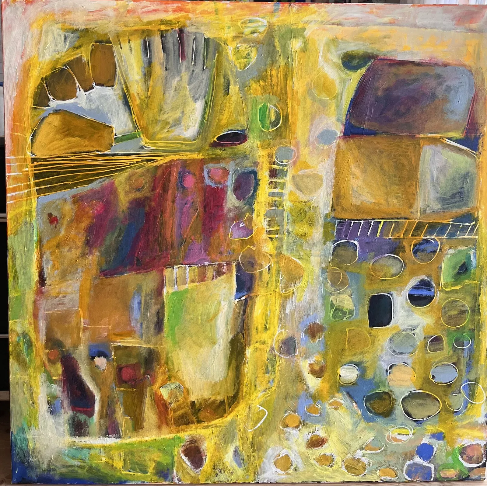 Akrylmålning Organeller av Agneta Werling