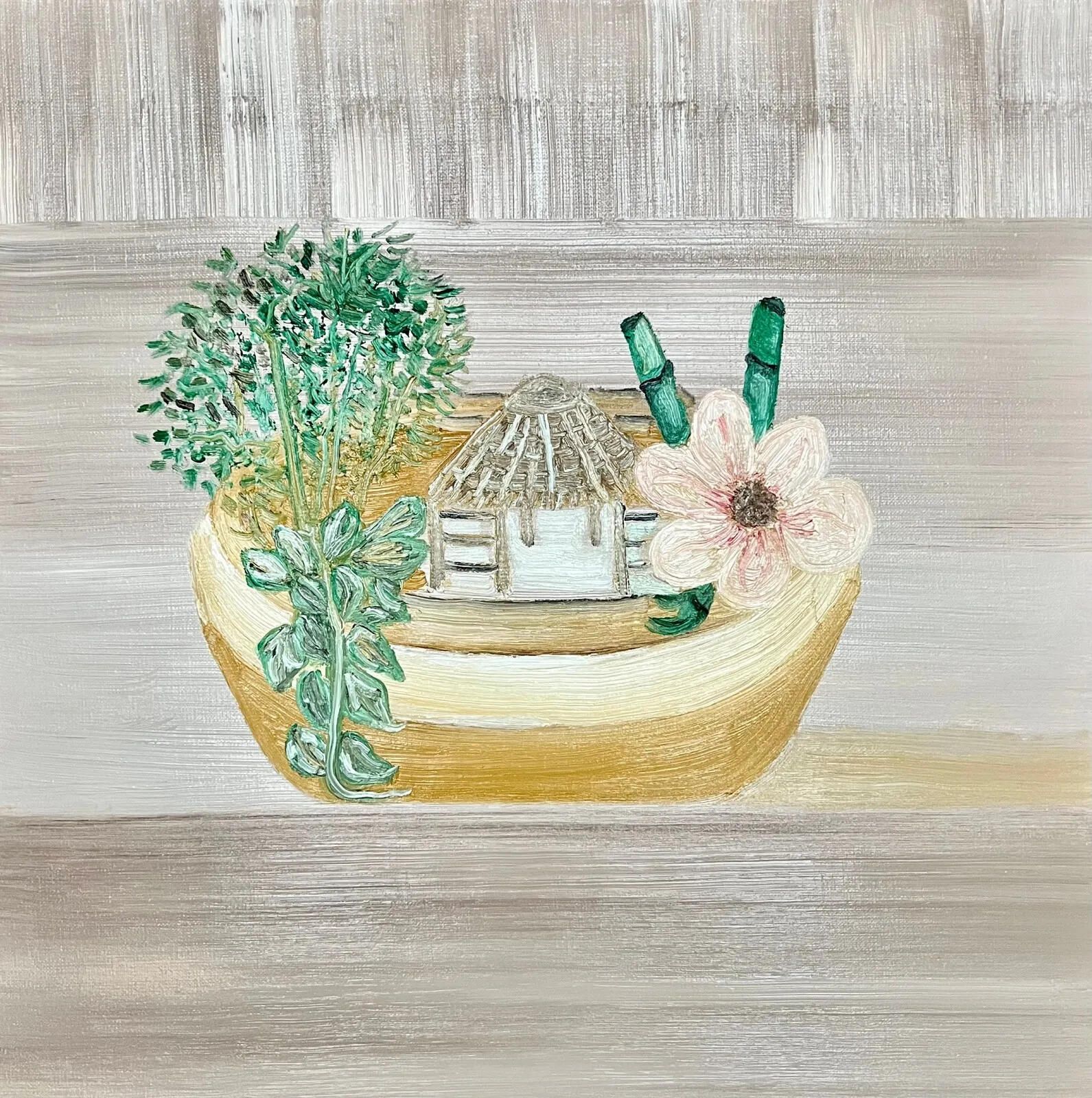 Oljemålning Ikebana Bamboo Dream av Claireslounge