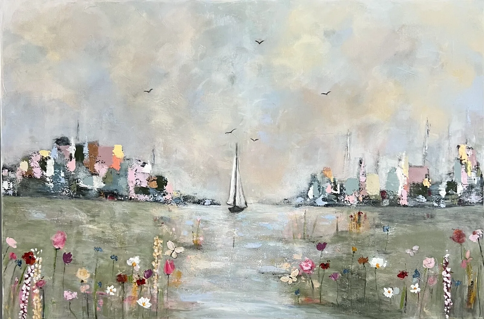 Akrylmålning När dimman lättar av Madeleine Santiago Elofsson