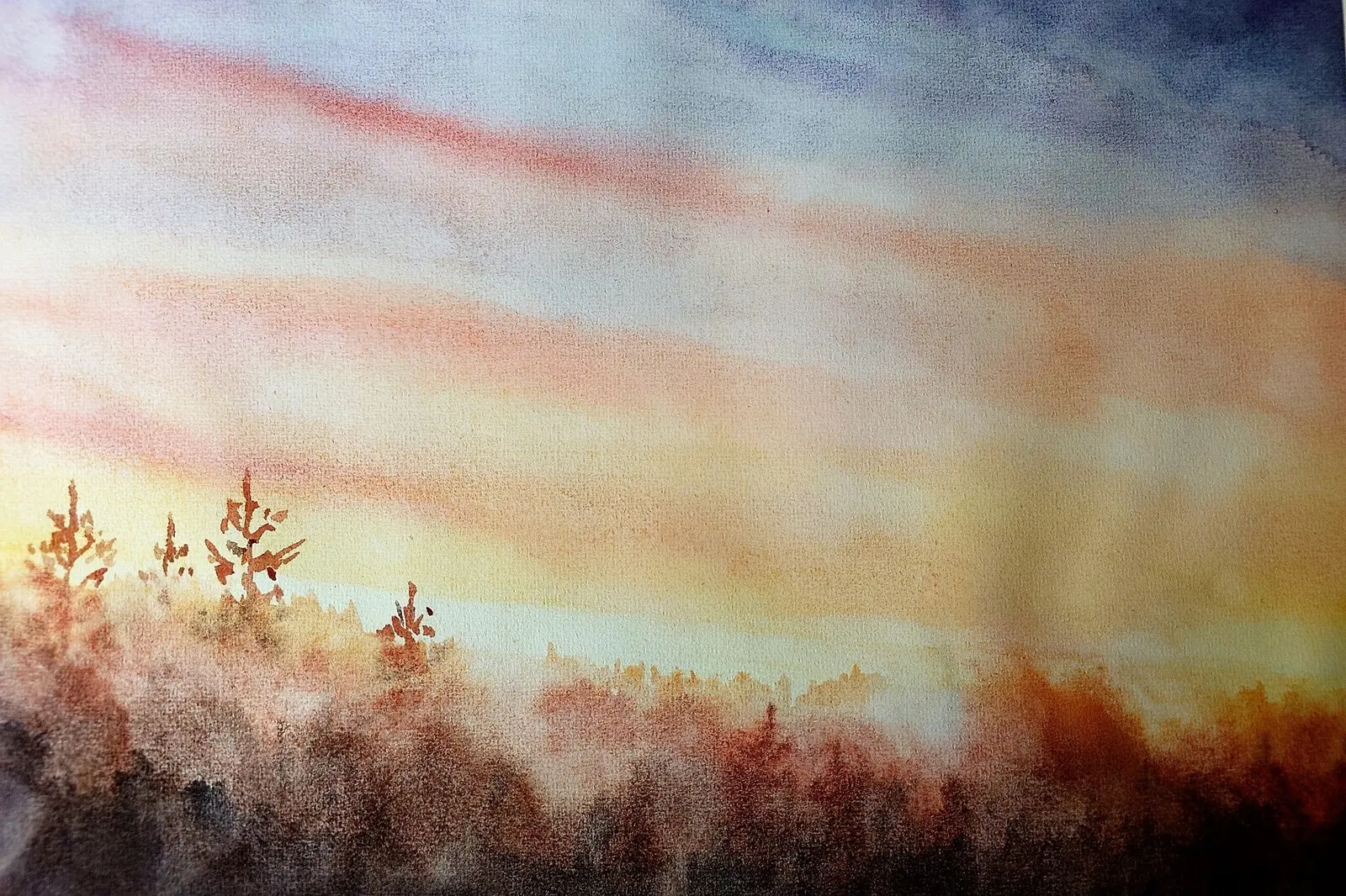 Akvarell Höstkväll av Carin Hedlund