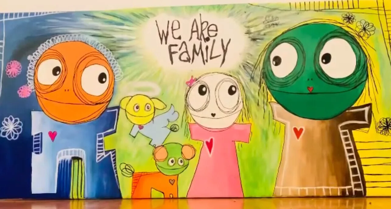 Akrylmålning Family av Erica Andersson