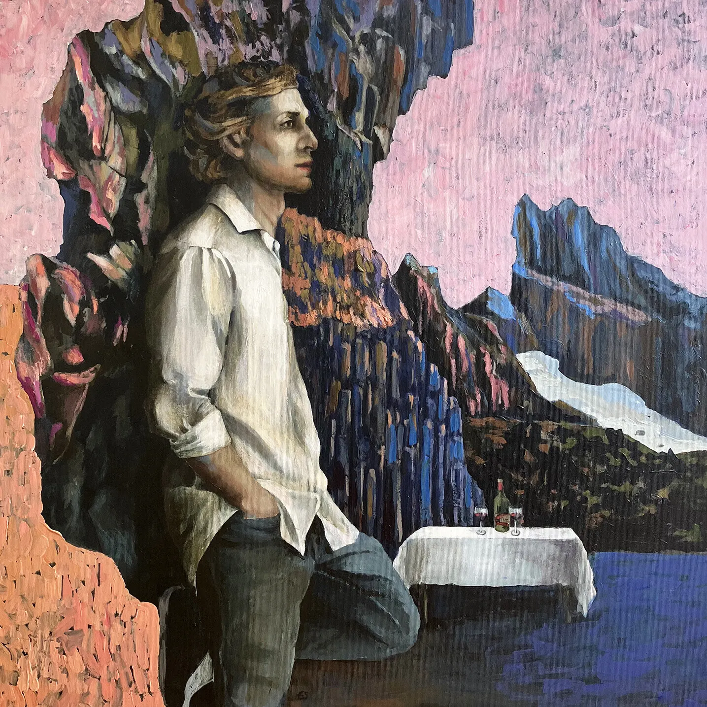 Akrylmålning Iceland, Black beach av Eva Salomonsson