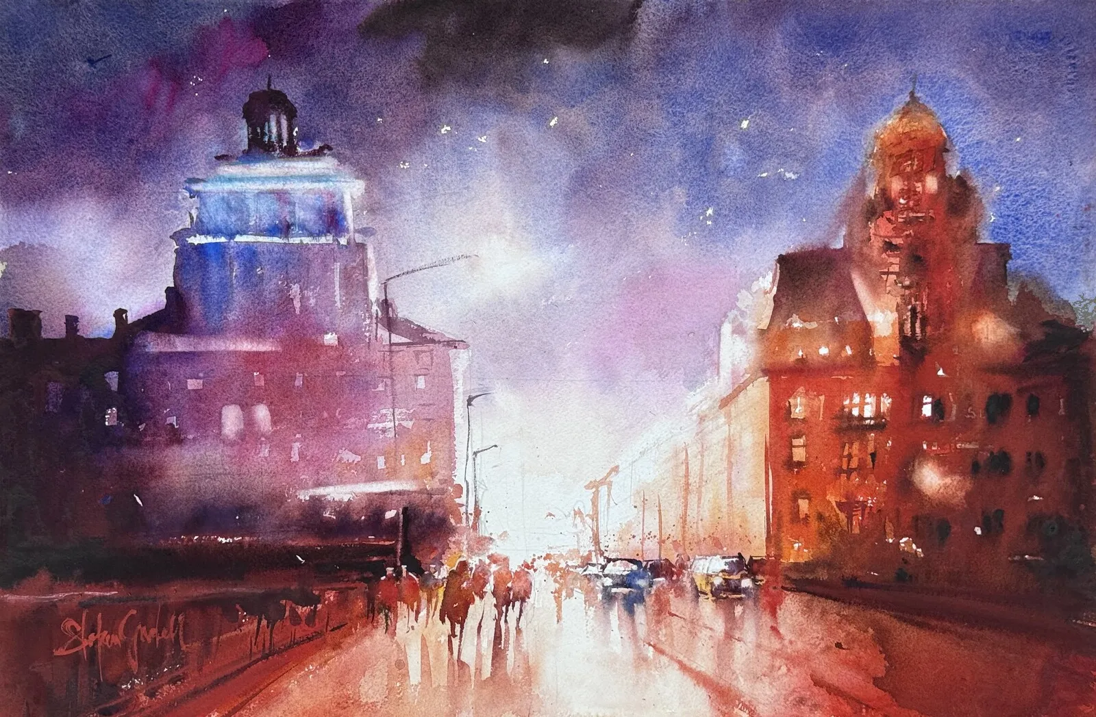 Akvarell St Eriksbron av Stefan Gadnell