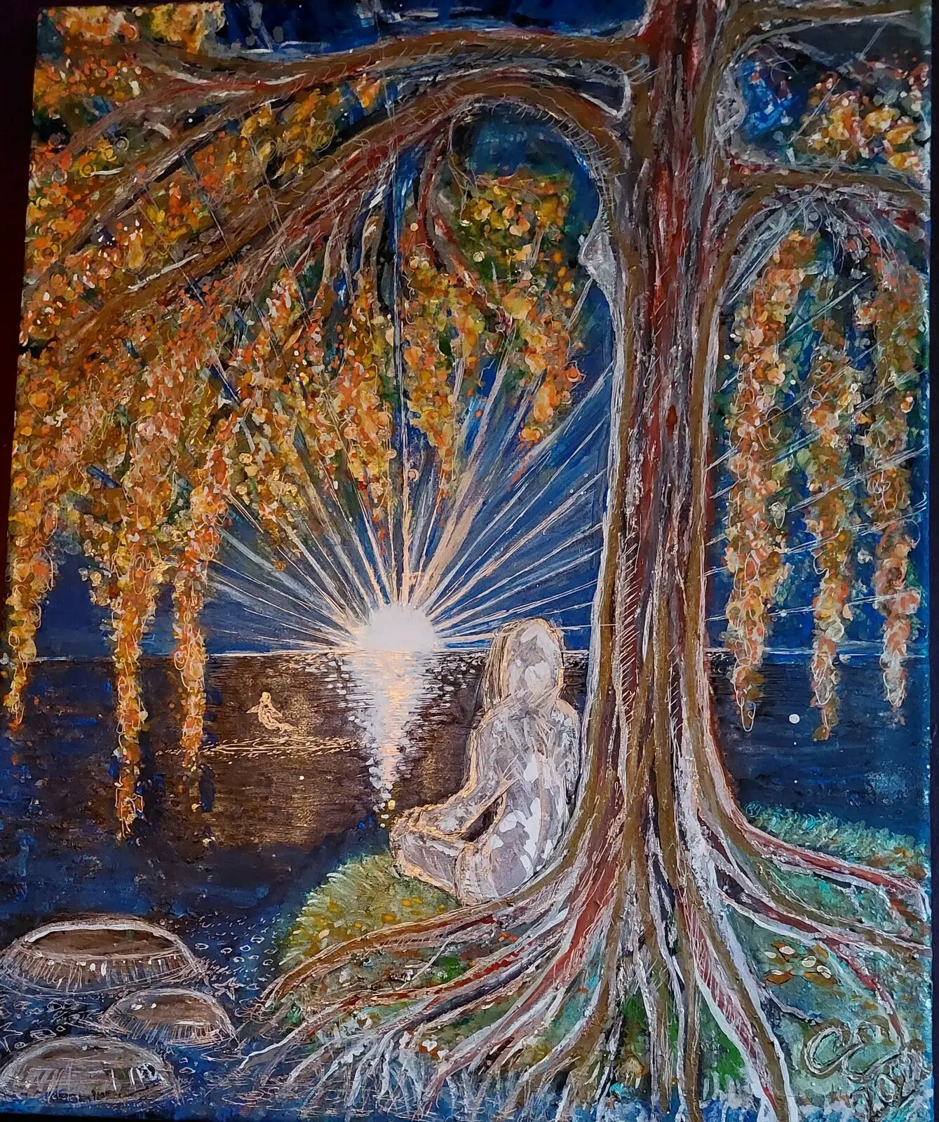 Akrylmålning My Happy Place nr.3 av Carina Edberg