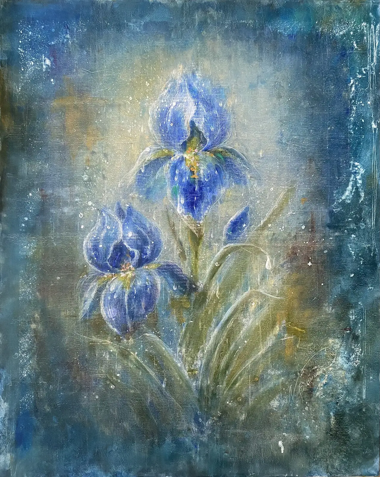 Oljemålning Irisar i regn. Modern impressionism av Natalia Pettersson