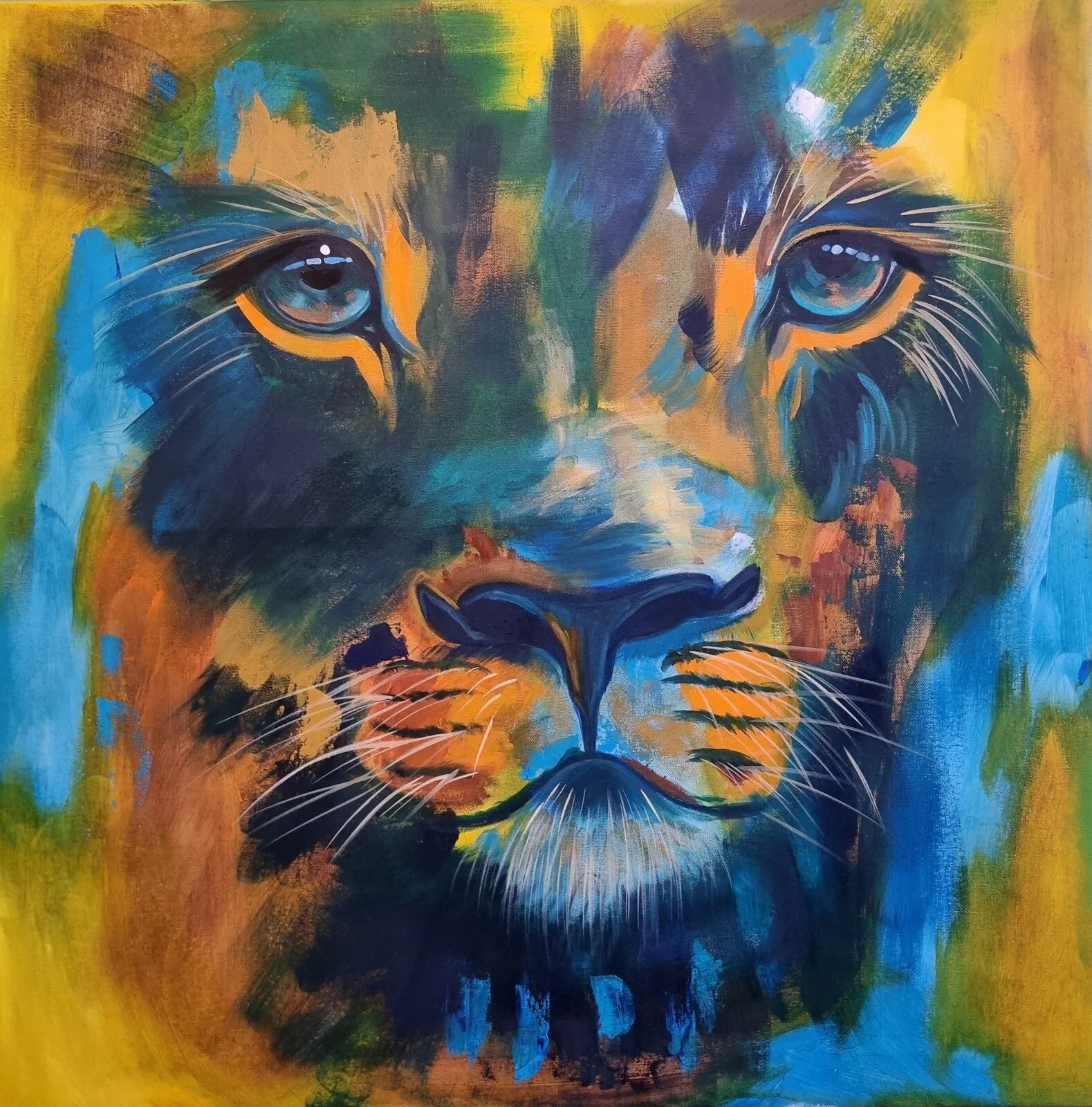 Oljemålning Abstract lion av Annika Blomberg