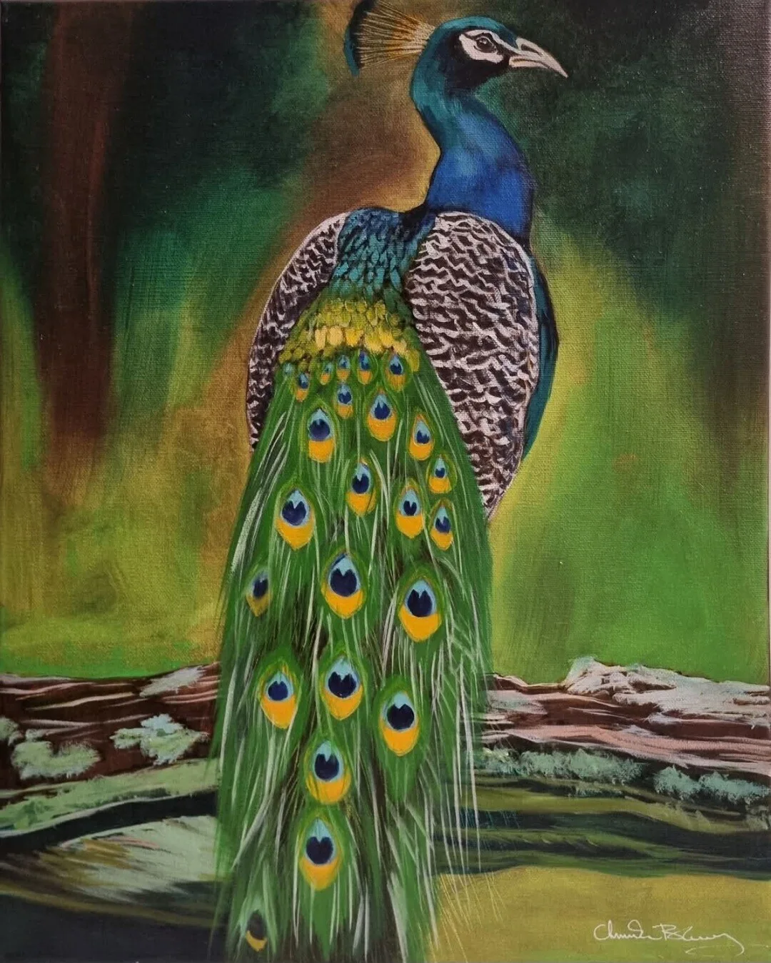 Oljemålning Peacock av Annika Blomberg