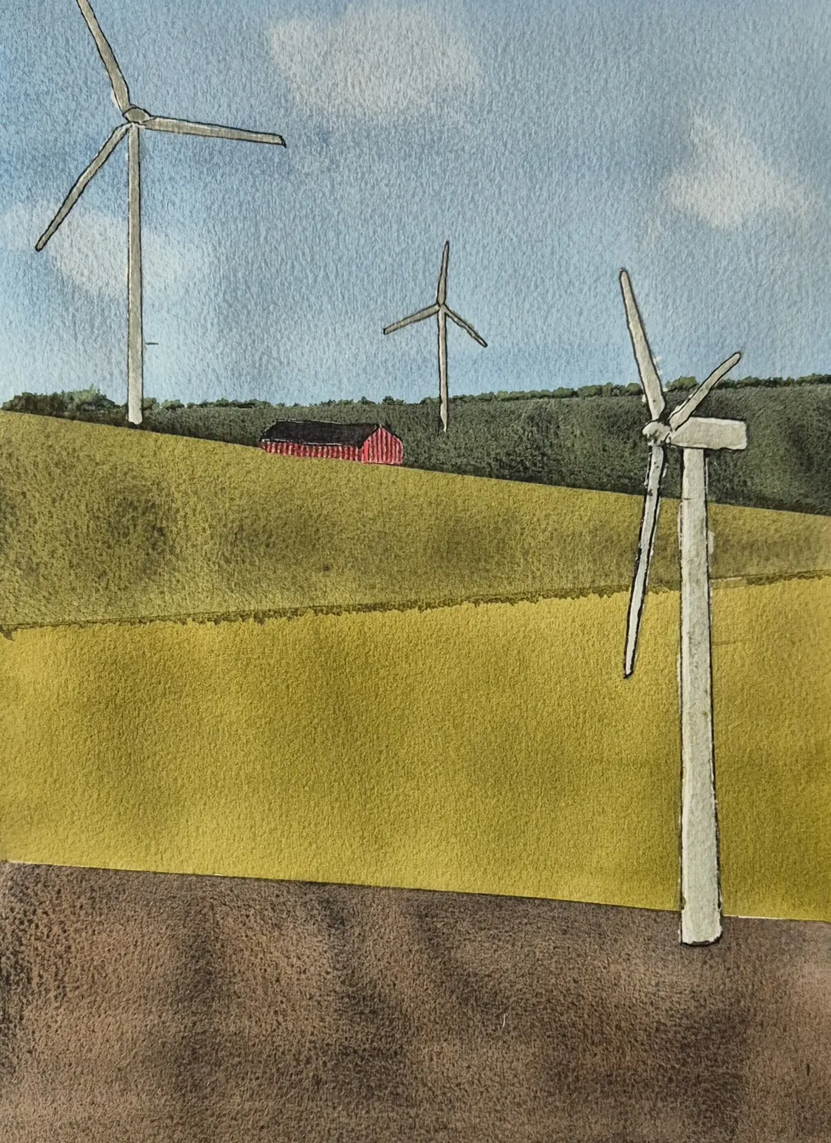 Akvarell Må det blåsa av Anki Modin