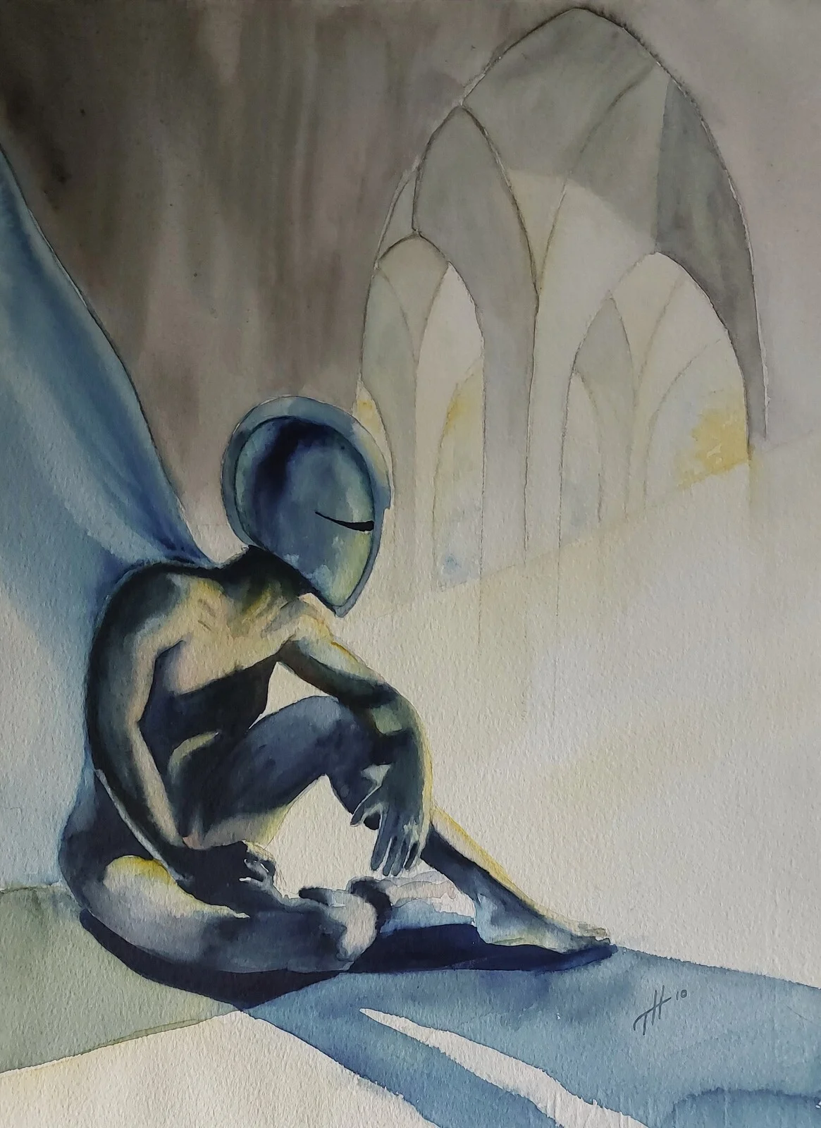 Akvarell Skyddsängel av Thomas Hedén