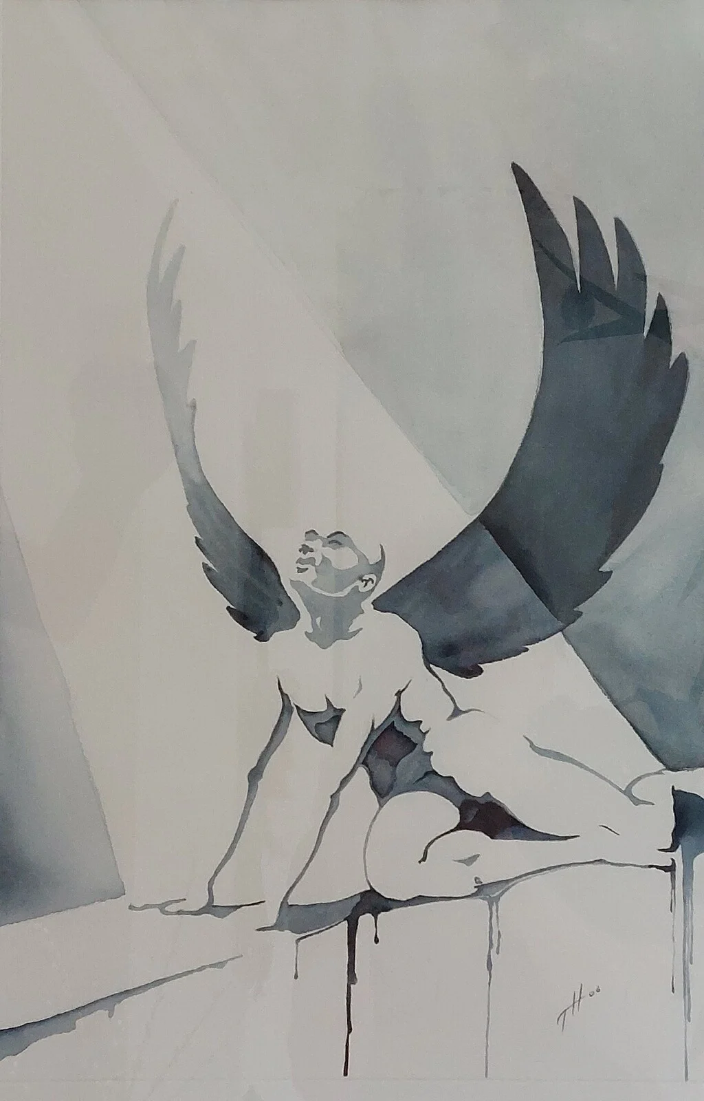 Akvarell Fallen ängel av Thomas Hedén