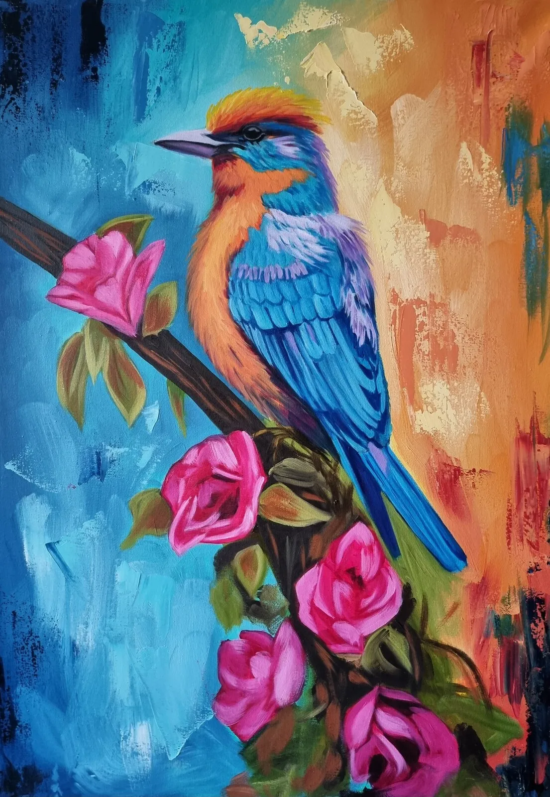 Oljemålning Paradise bird av Annika Blomberg