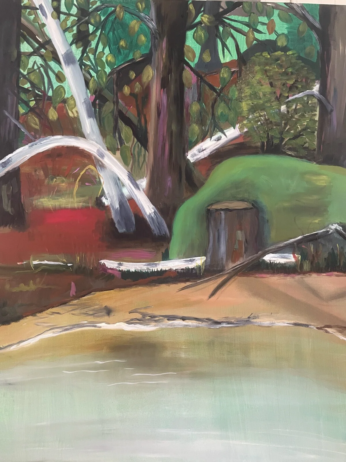 Oljemålning Insjöstrand av Lena von Schlanbusch