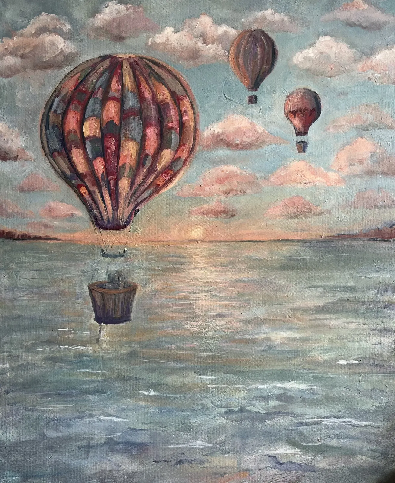 Oljemålning Balloons in the air av Rebecca Scherling