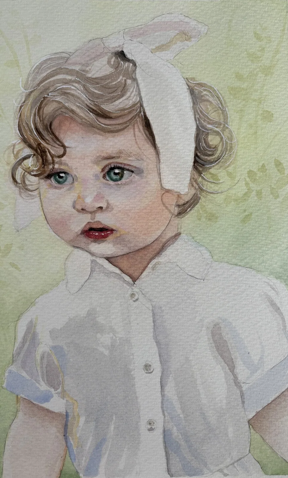 Akvarell Sofia i trädgården av Emelie Palm