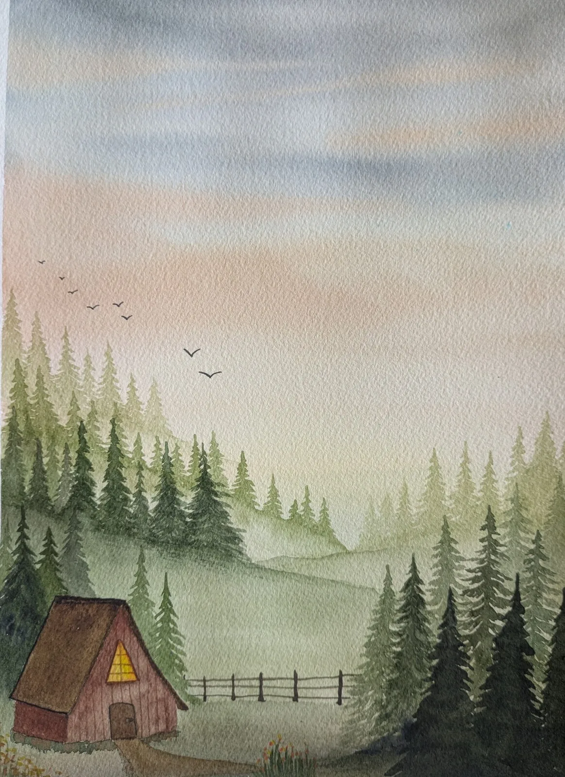 Akvarell Det lilla huset av Matilda Franzén