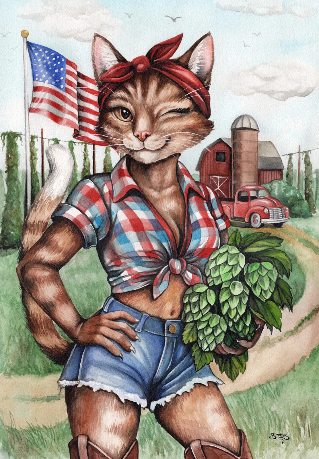 Akvarell American Pale Tail av Emma Stark