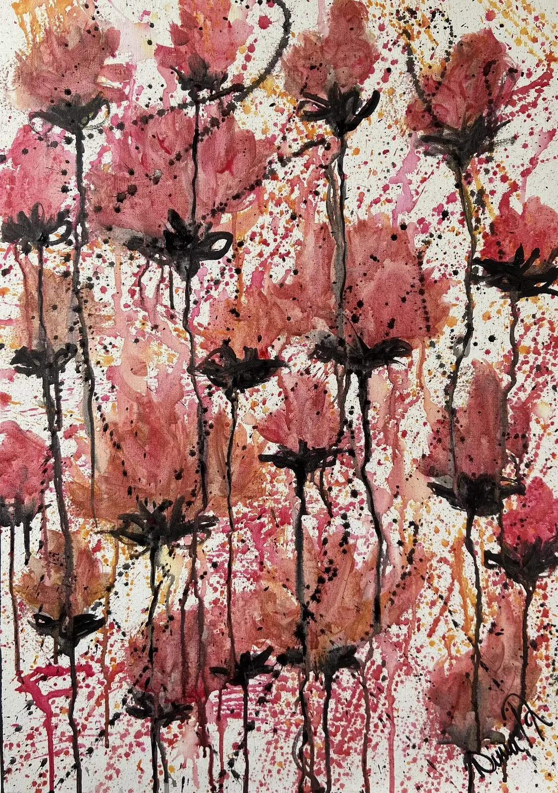 Akrylmålning Abstrakta Blommor av Ninni Andersson