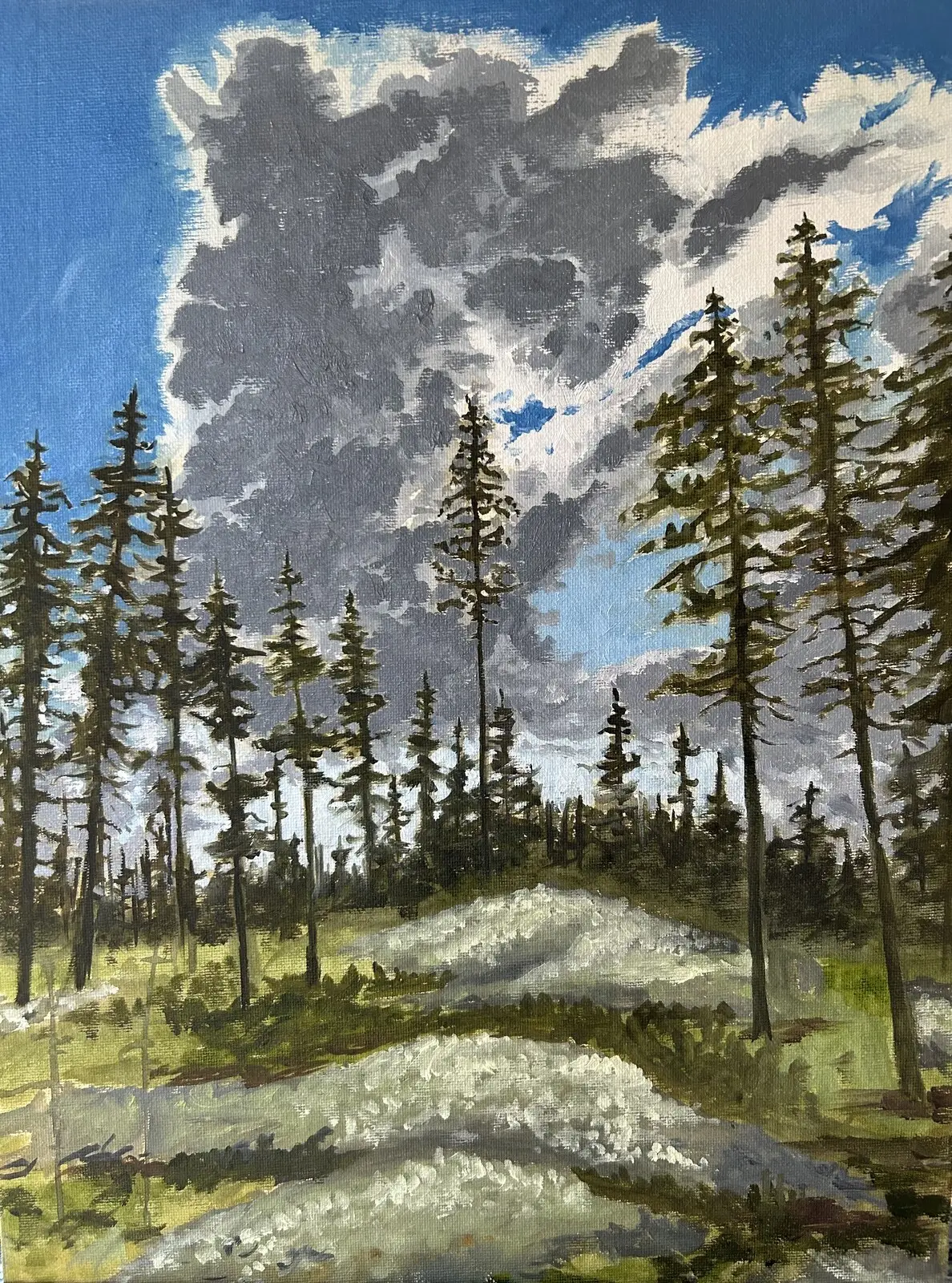 Oljemålning Pointy trees near Sörmjöle av Zachary Dugas