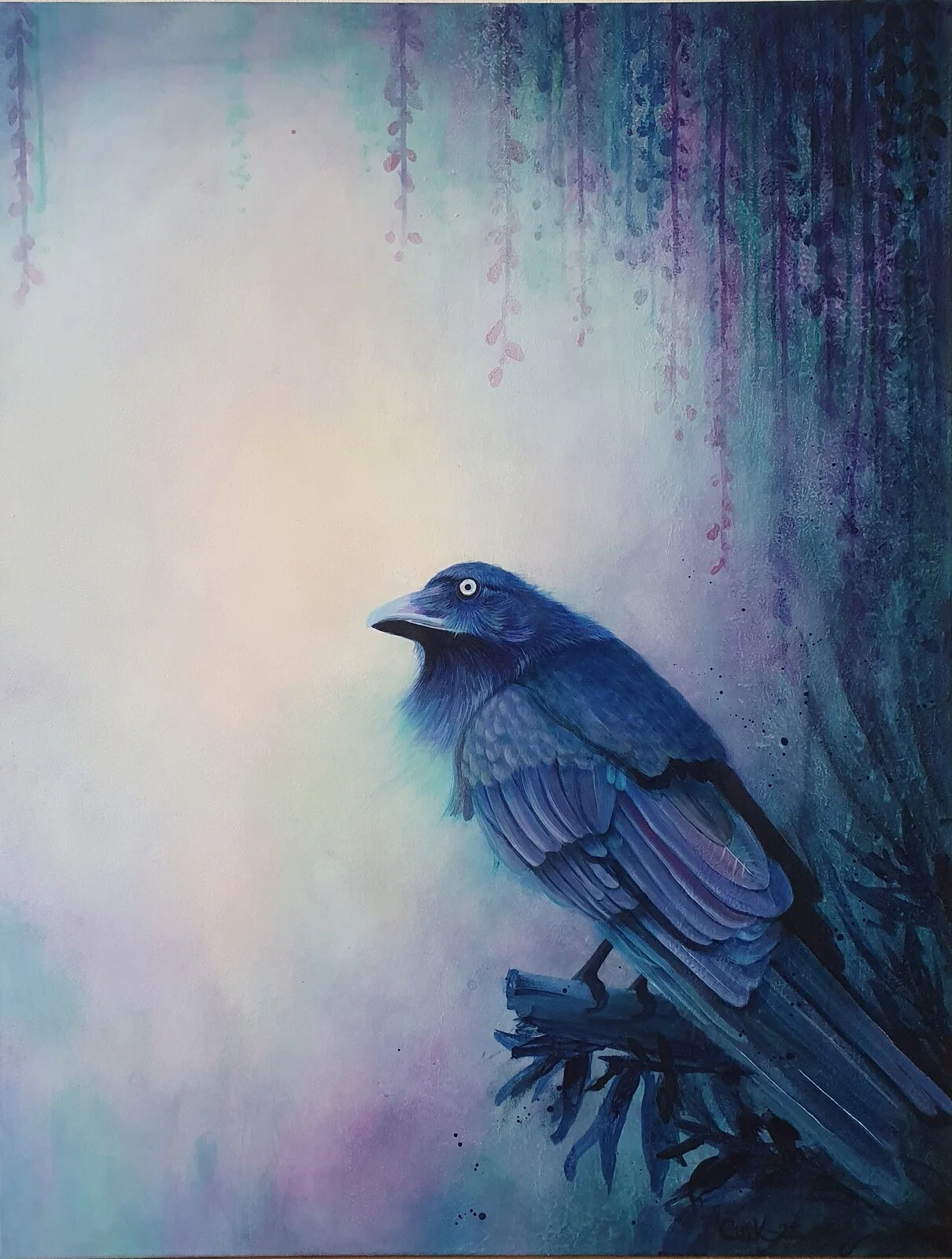 Akrylmålning The raven av Camilla Karlsson