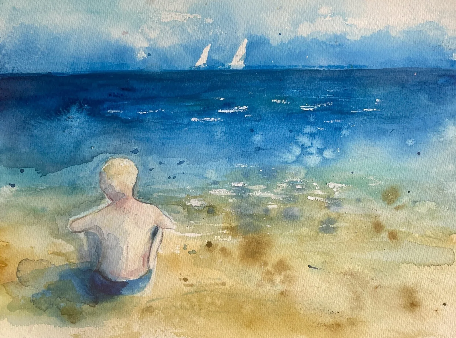 Akvarell Strandhäng av Gunilla Tuvin