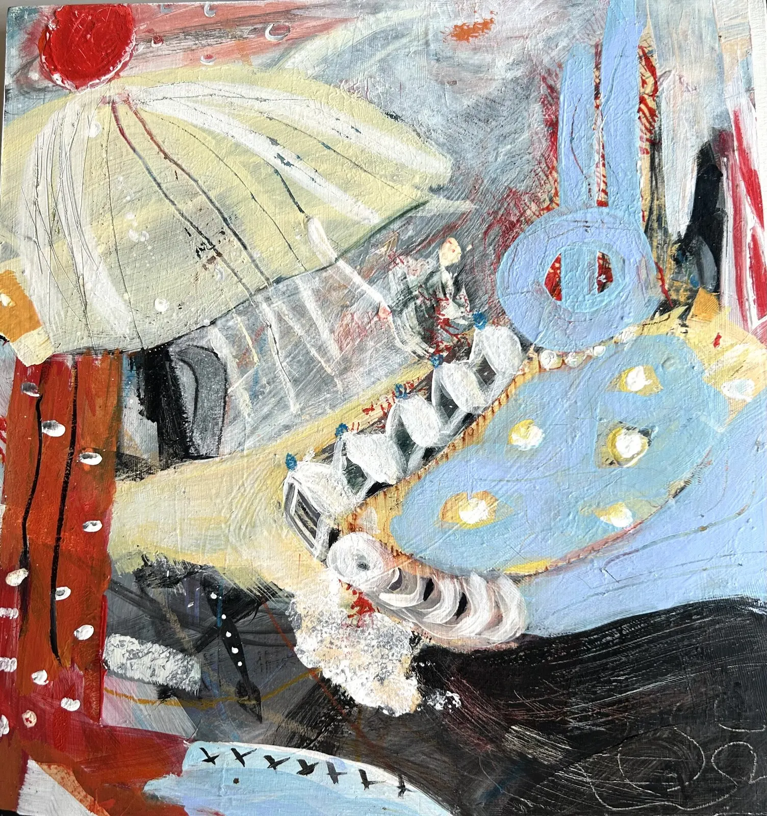 Akrylmålning Circus with the Rabbit av Ingela Roos