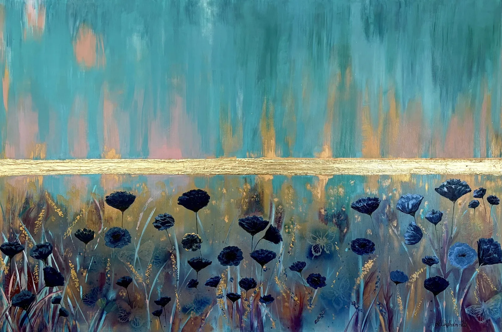 Akrylmålning Golden horizon 2 av Anna Lindholm