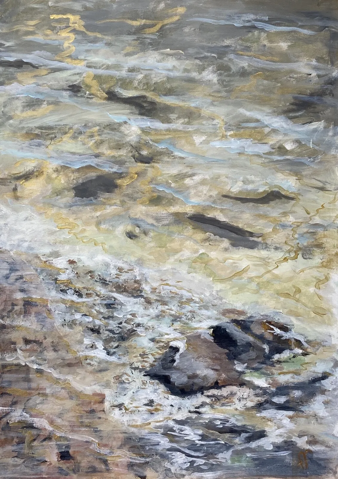 Akrylmålning Strandkant av Ann A. Franzén