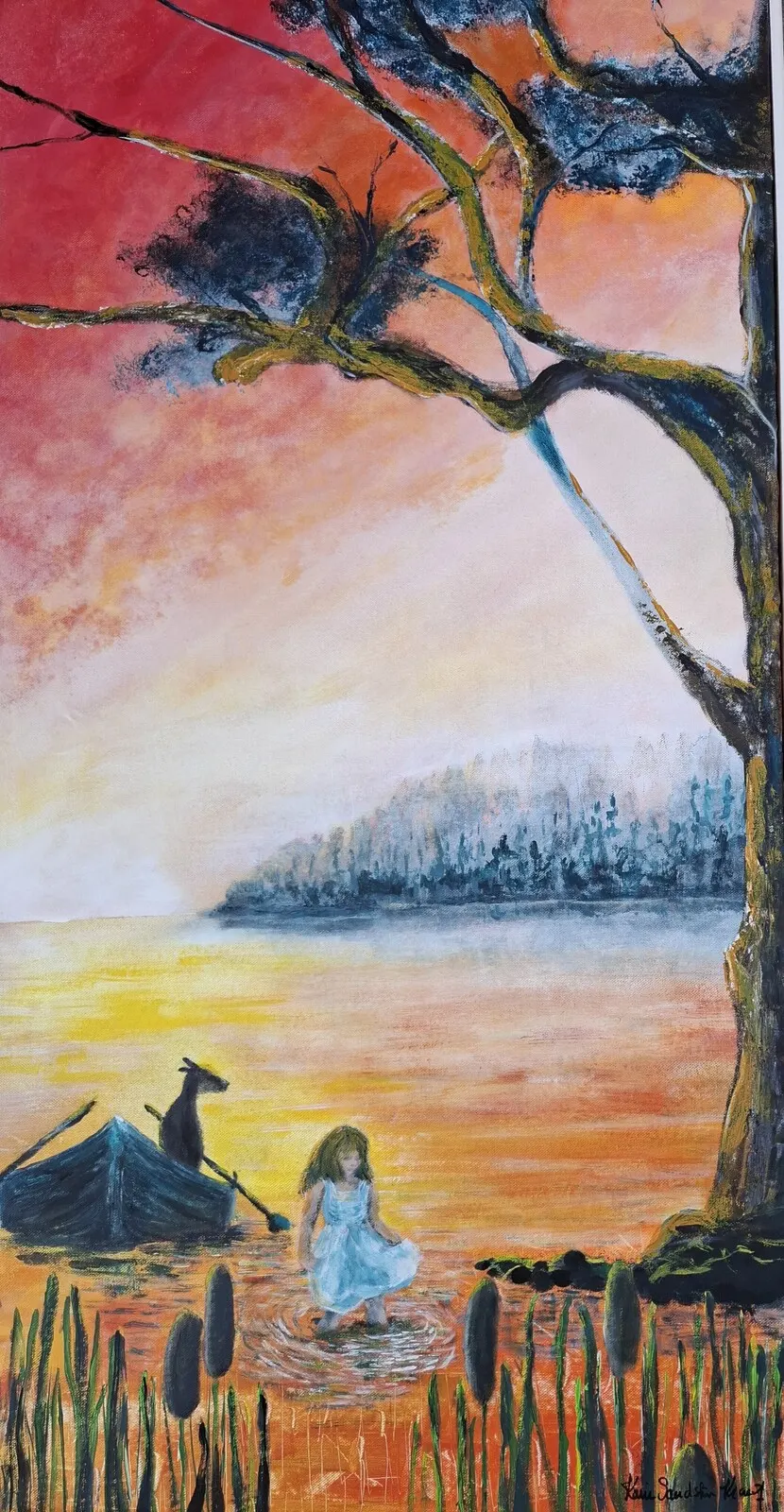 Akrylmålning Augustikväll i kräftornas tid av Karin Sandström Krantz