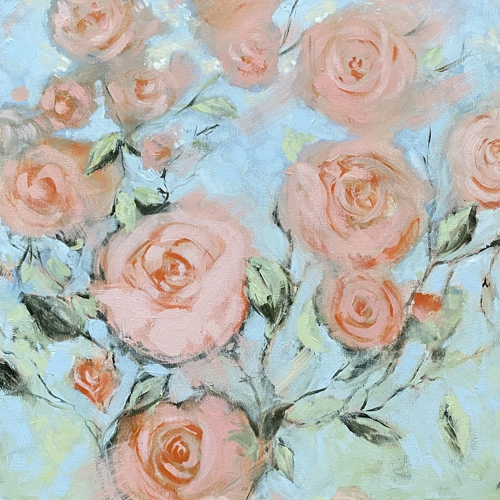 Akrylmålning ROSIENESS - finns även som print av Anna Sandberg Emilsson