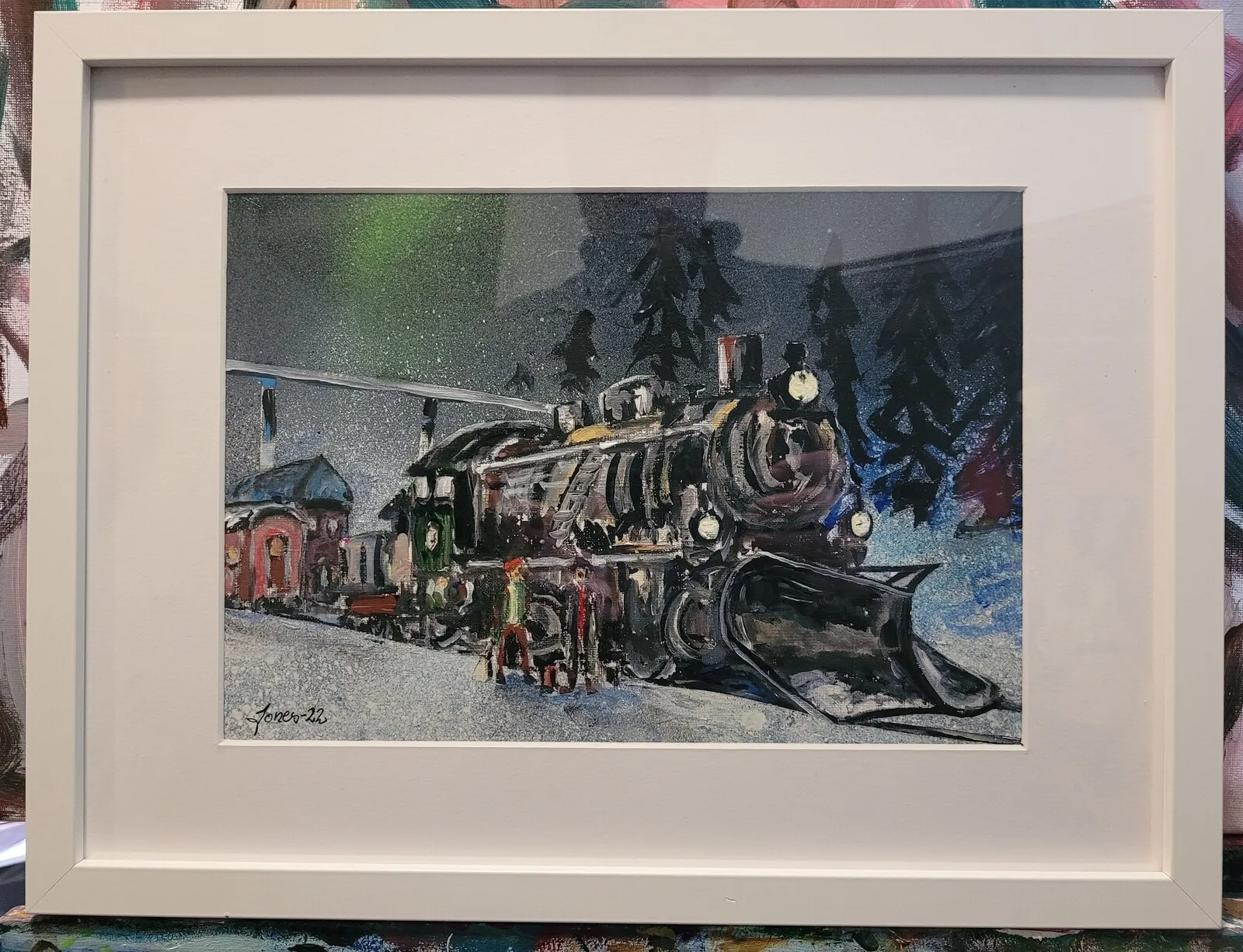 Akrylmålning Night train av Jonas Jones