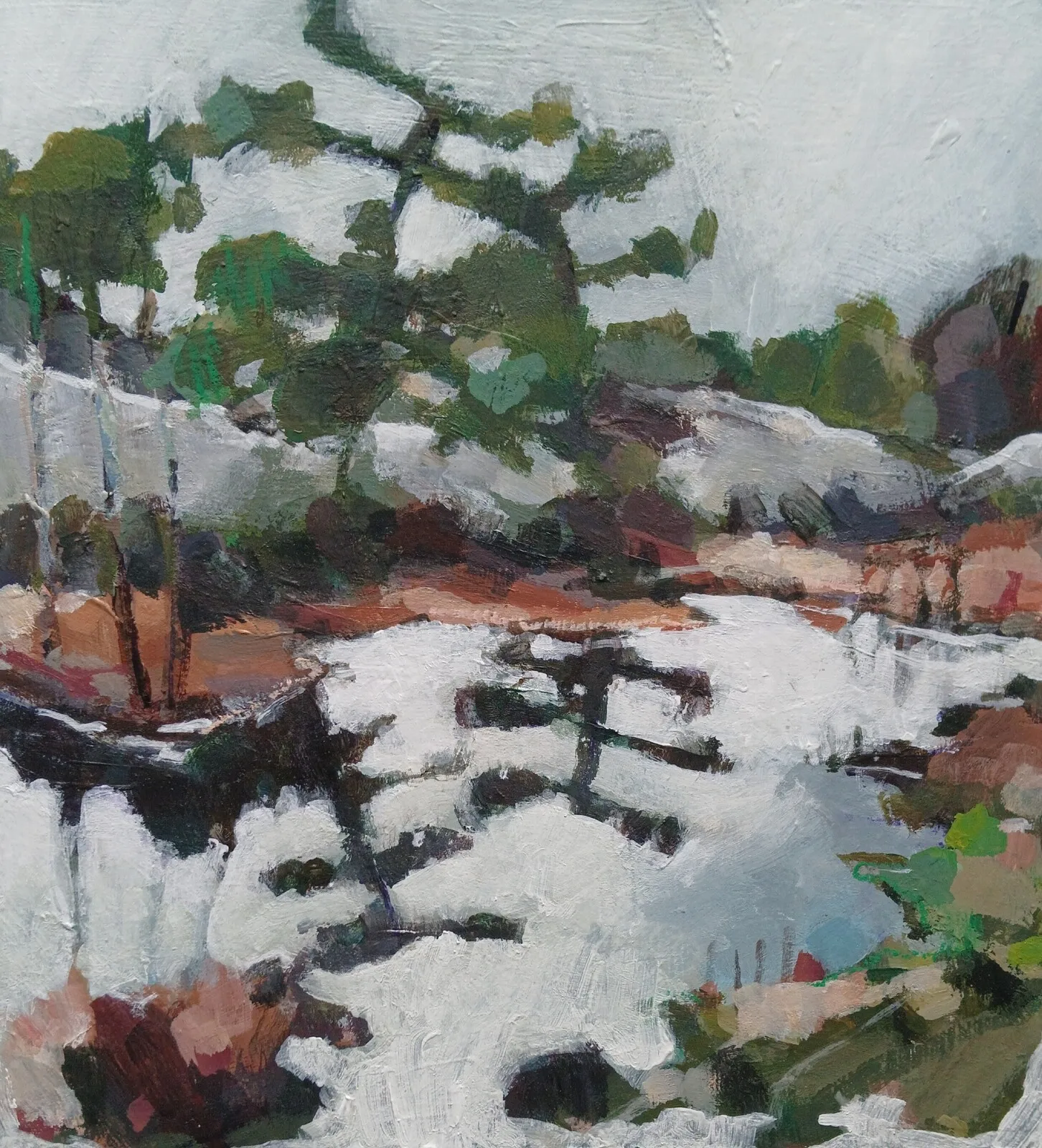 Akrylmålning Landscape and lake av Rebecca Landmér
