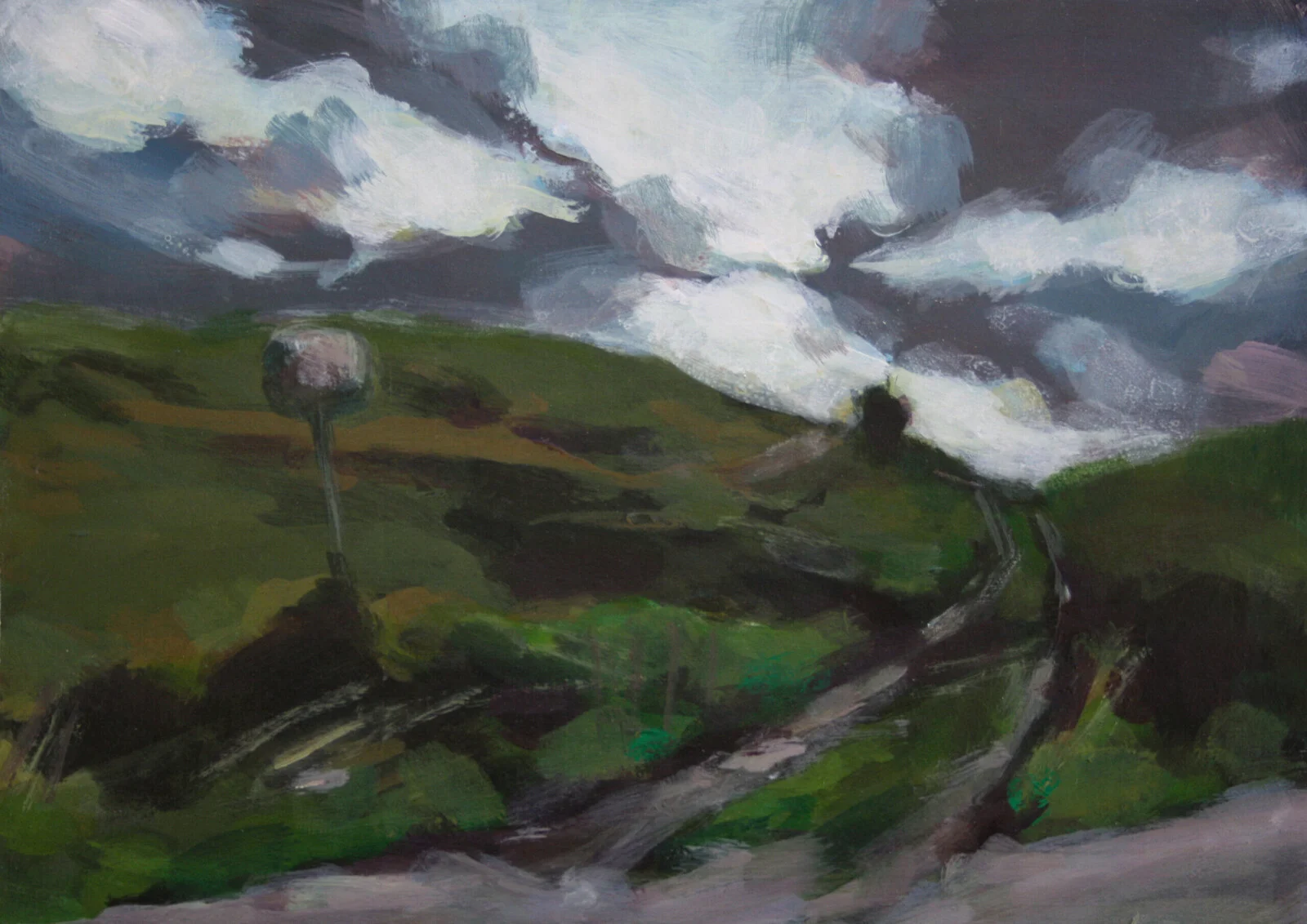 Akrylmålning Landscape and road av Rebecca Landmér