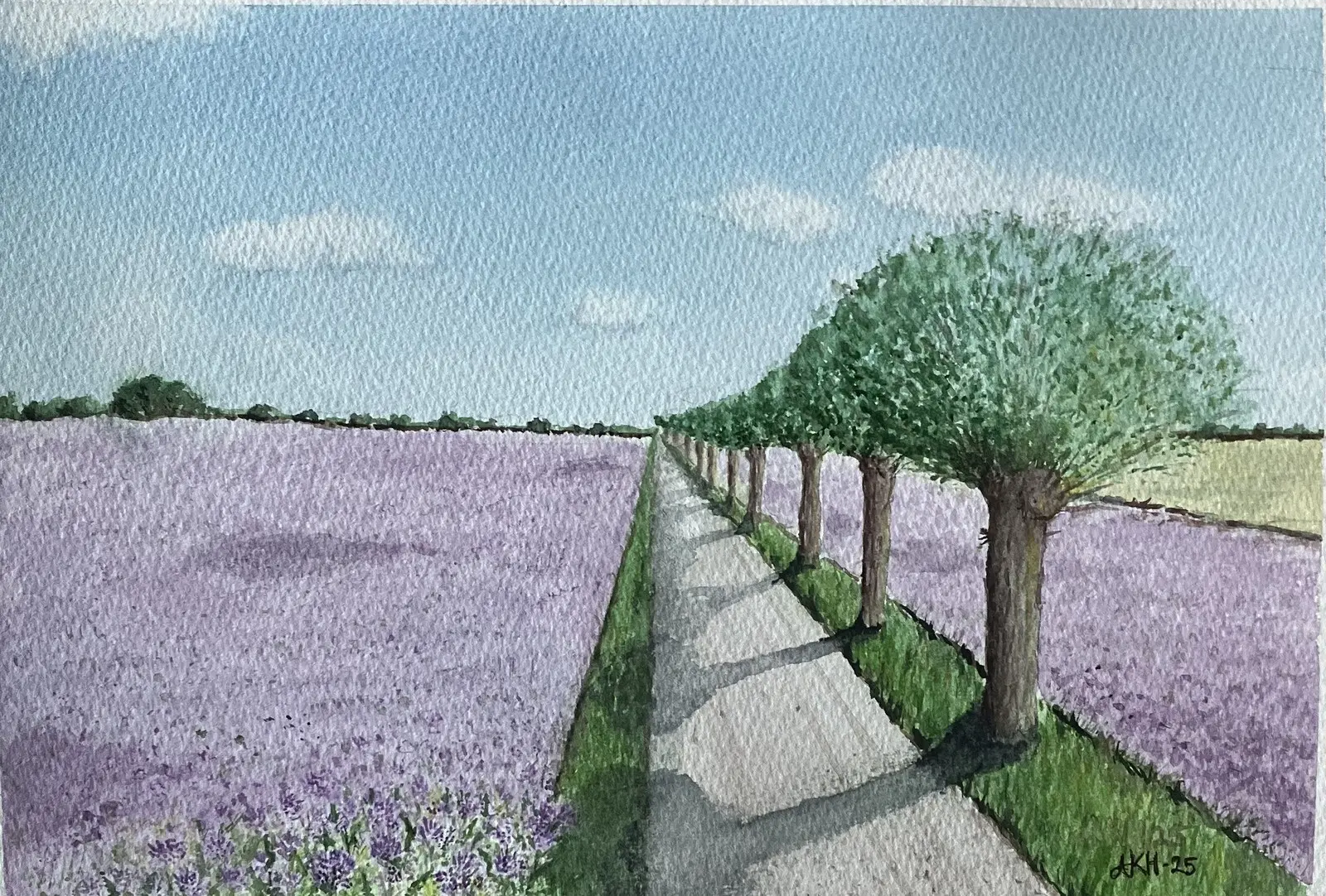 Akvarell Honungsblomster av Kristina Hvam