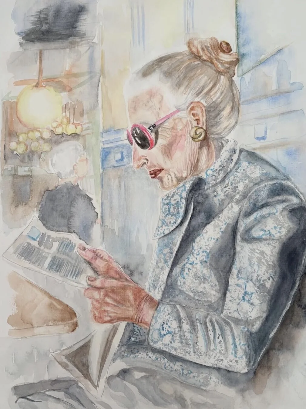 Akvarell Stylish lady av Make Art By Susanne Kråksberg