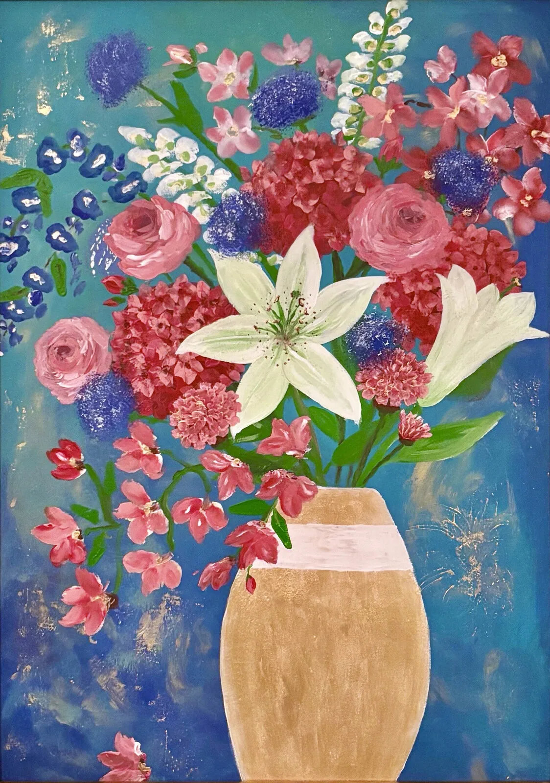 Akrylmålning Les Fleurs des Plaza Athénée av Helena Marklund Purrone