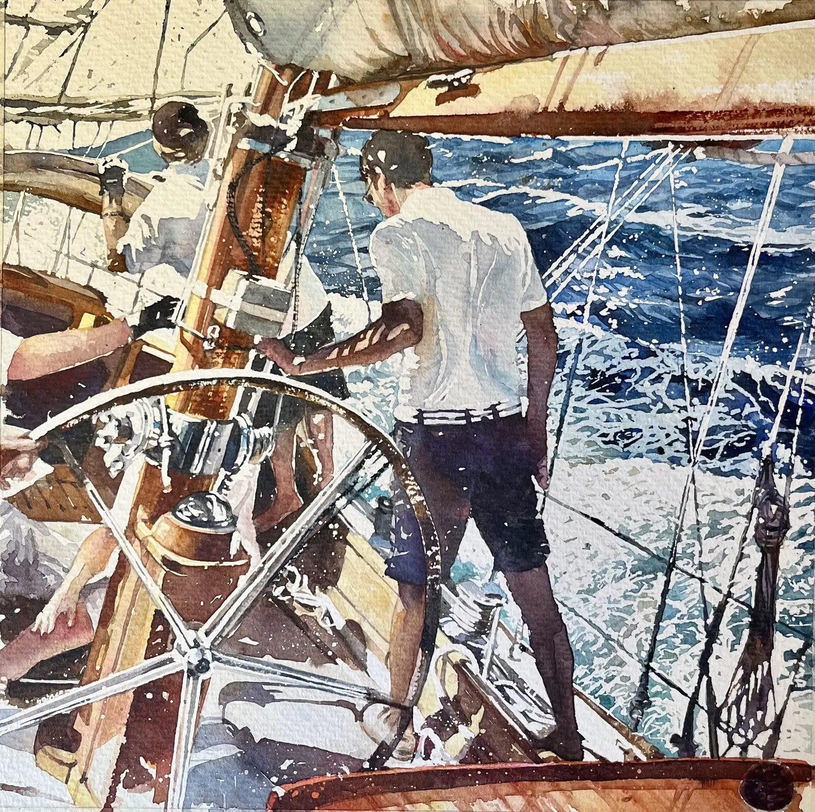 Akvarell Sail team av Johannes Knuuth