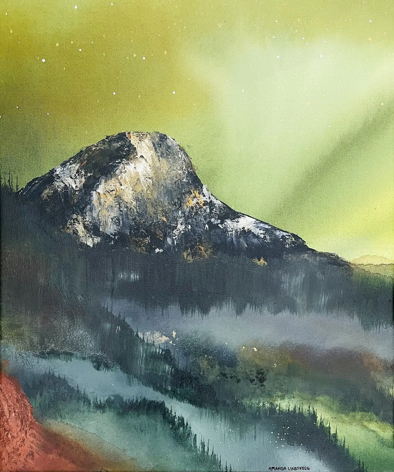 Akrylmålning Norrsken av Amanda Lindskoug