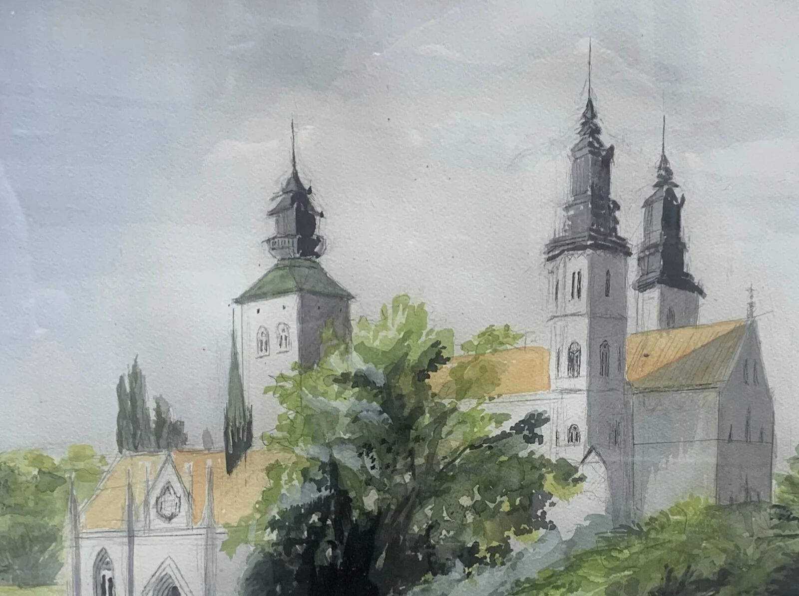 Akvarell Domkyrkan i Visby av Carlyle Minnaar