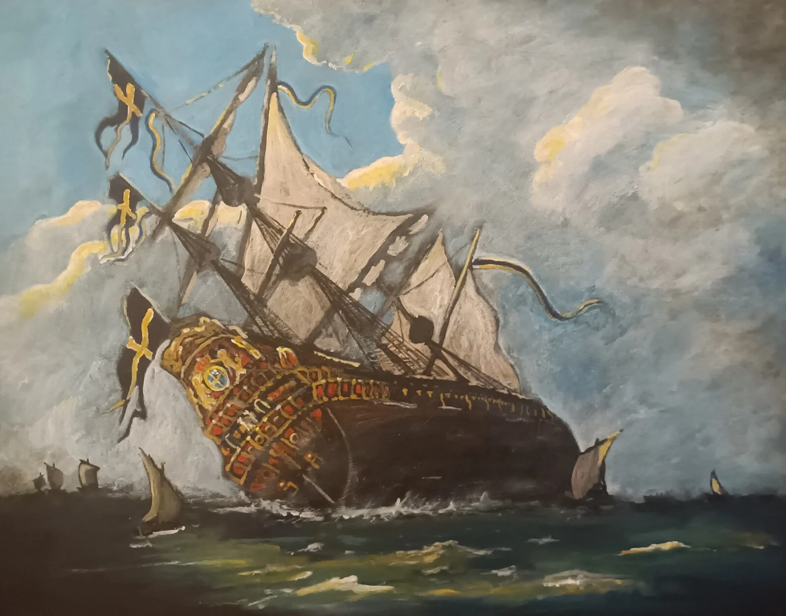 Akrylmålning Vasa av Karolinermålaren Malmgren