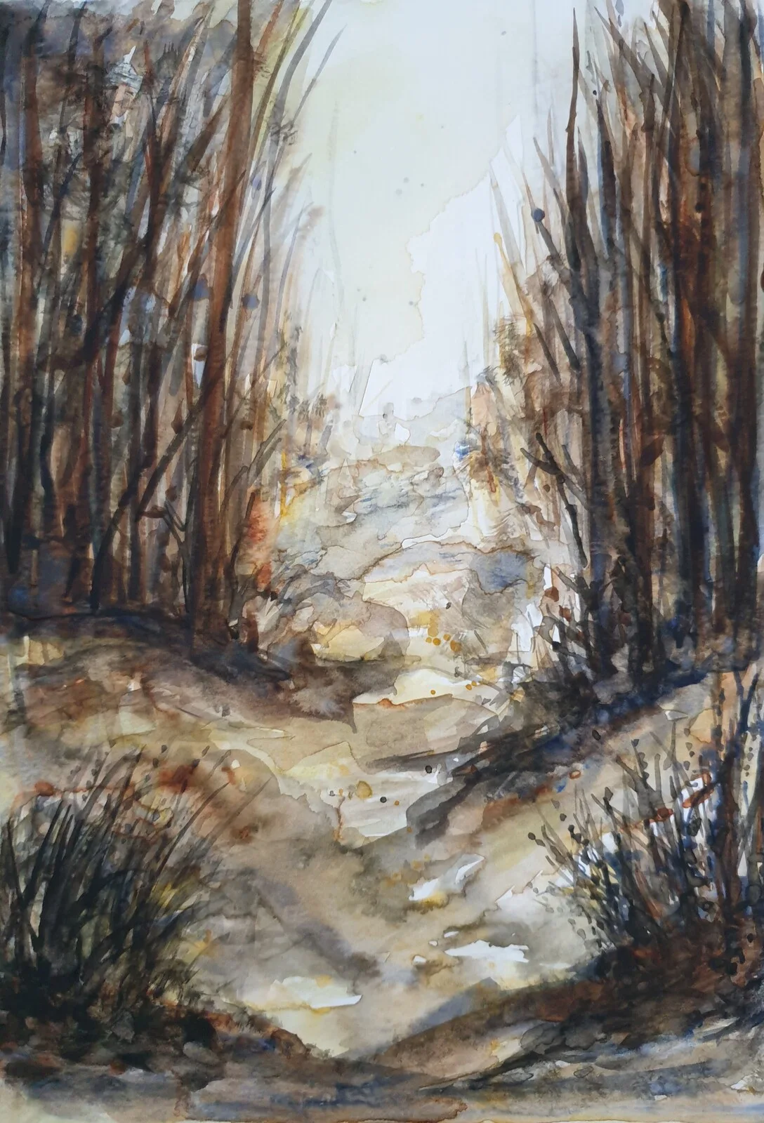 Akvarell Röjstig av Maja Nilsson