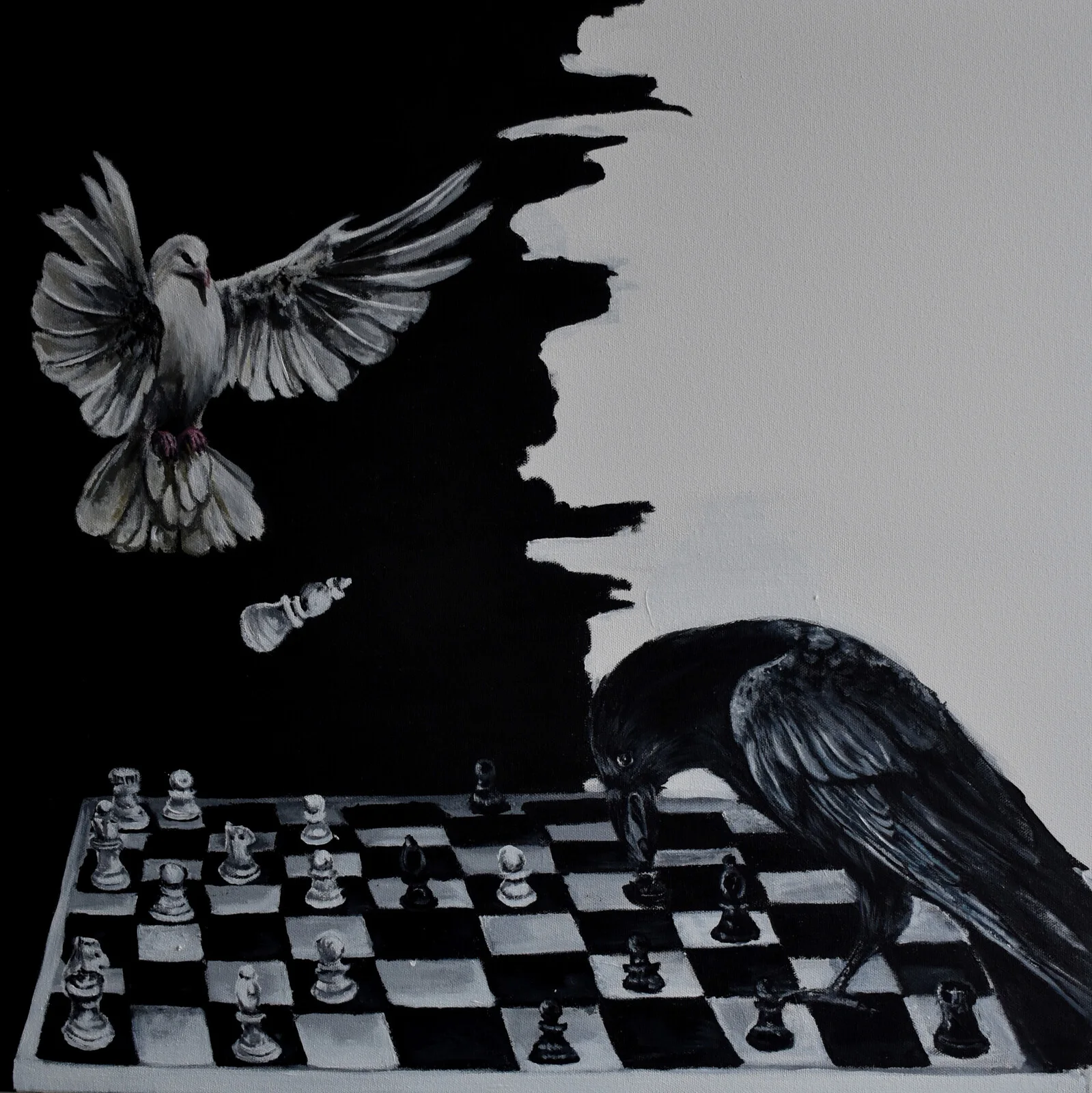 Akrylmålning Checkmate av Sara Nilsson