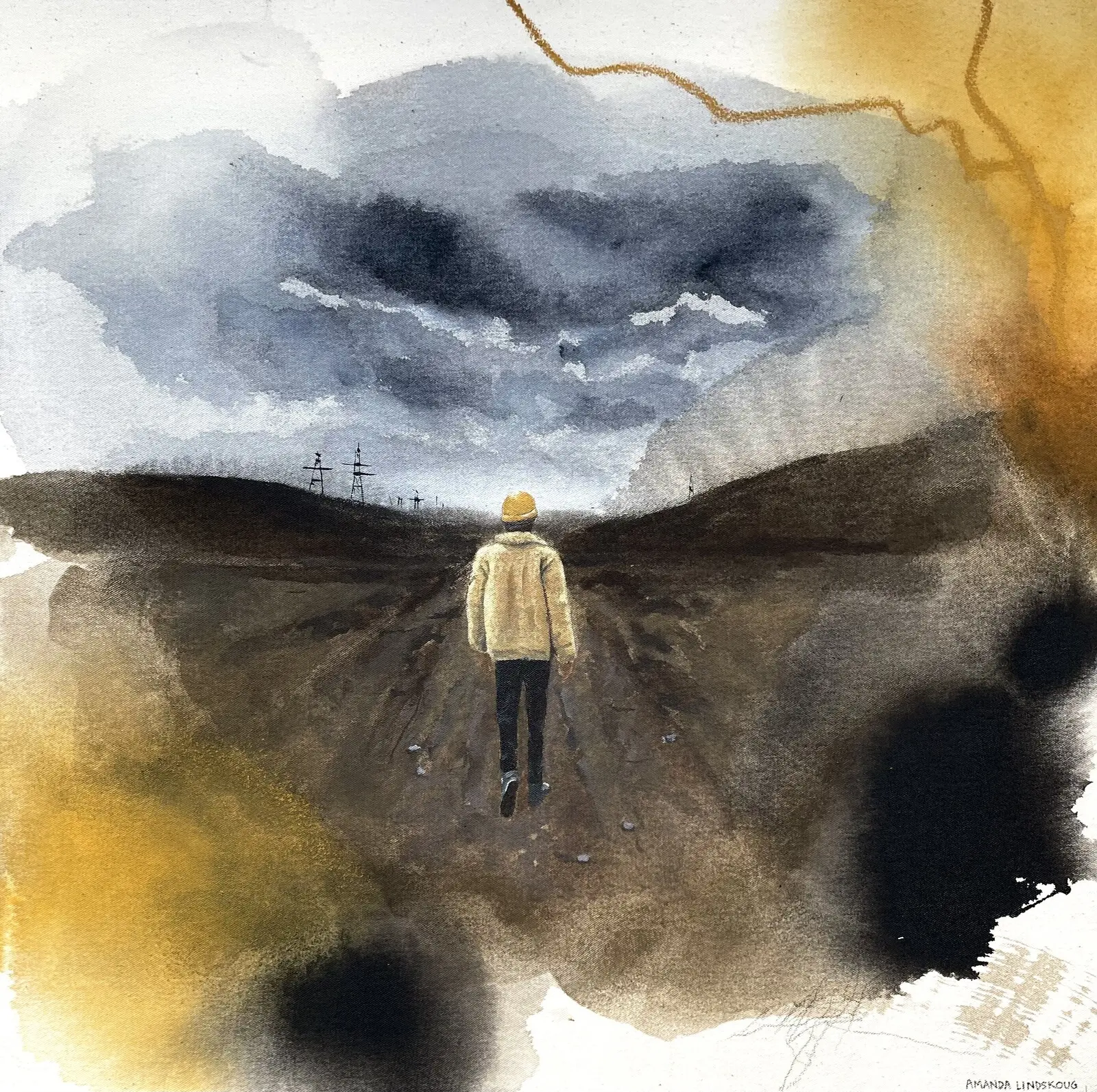 Akrylmålning När allt faller av Amanda Lindskoug