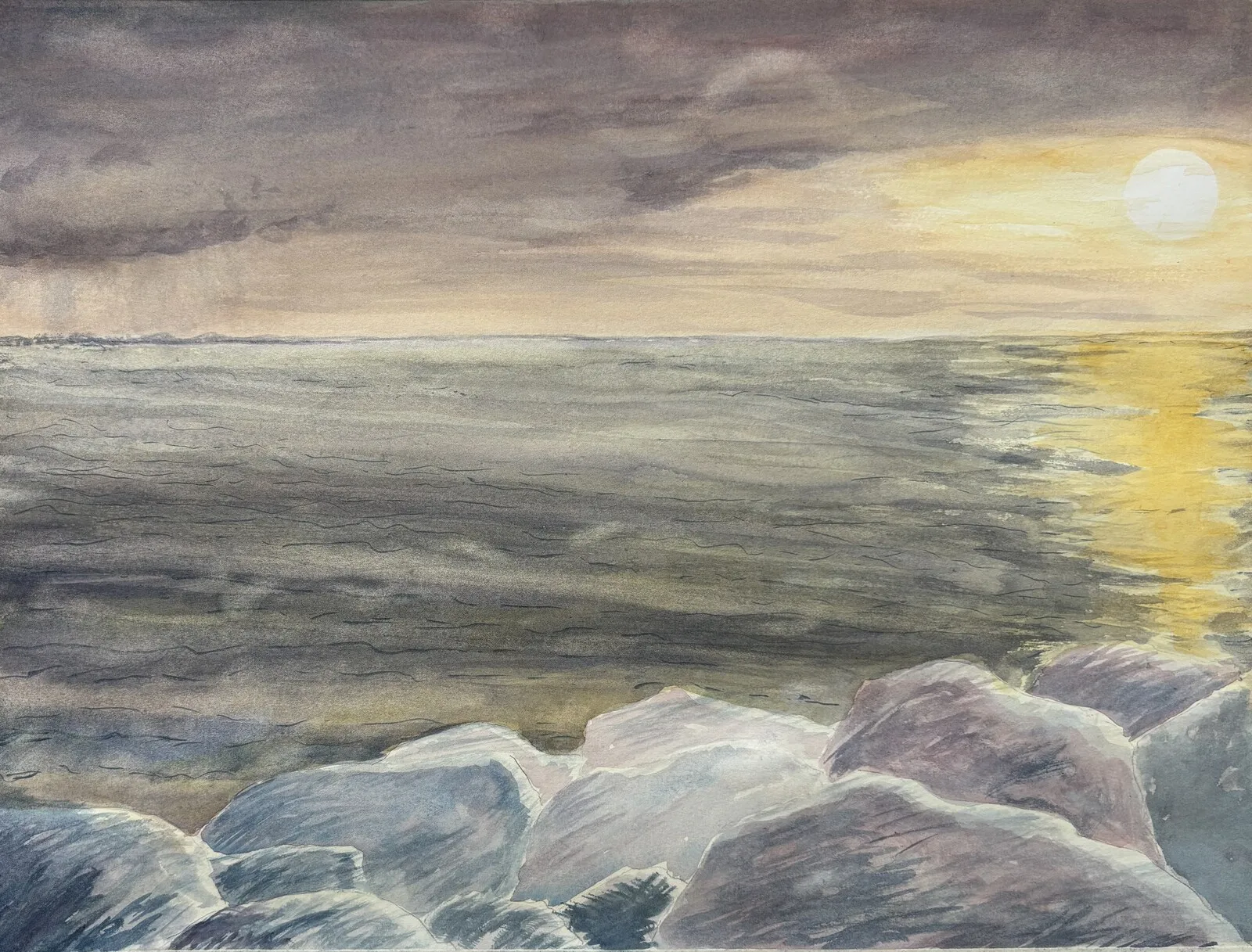 Akvarell Midnight sun av Maria Berglund