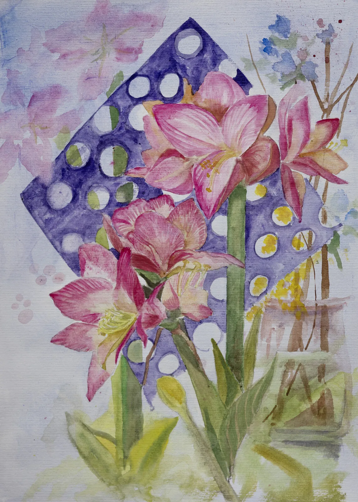 Akvarell Amaryllis av Shonali Dash