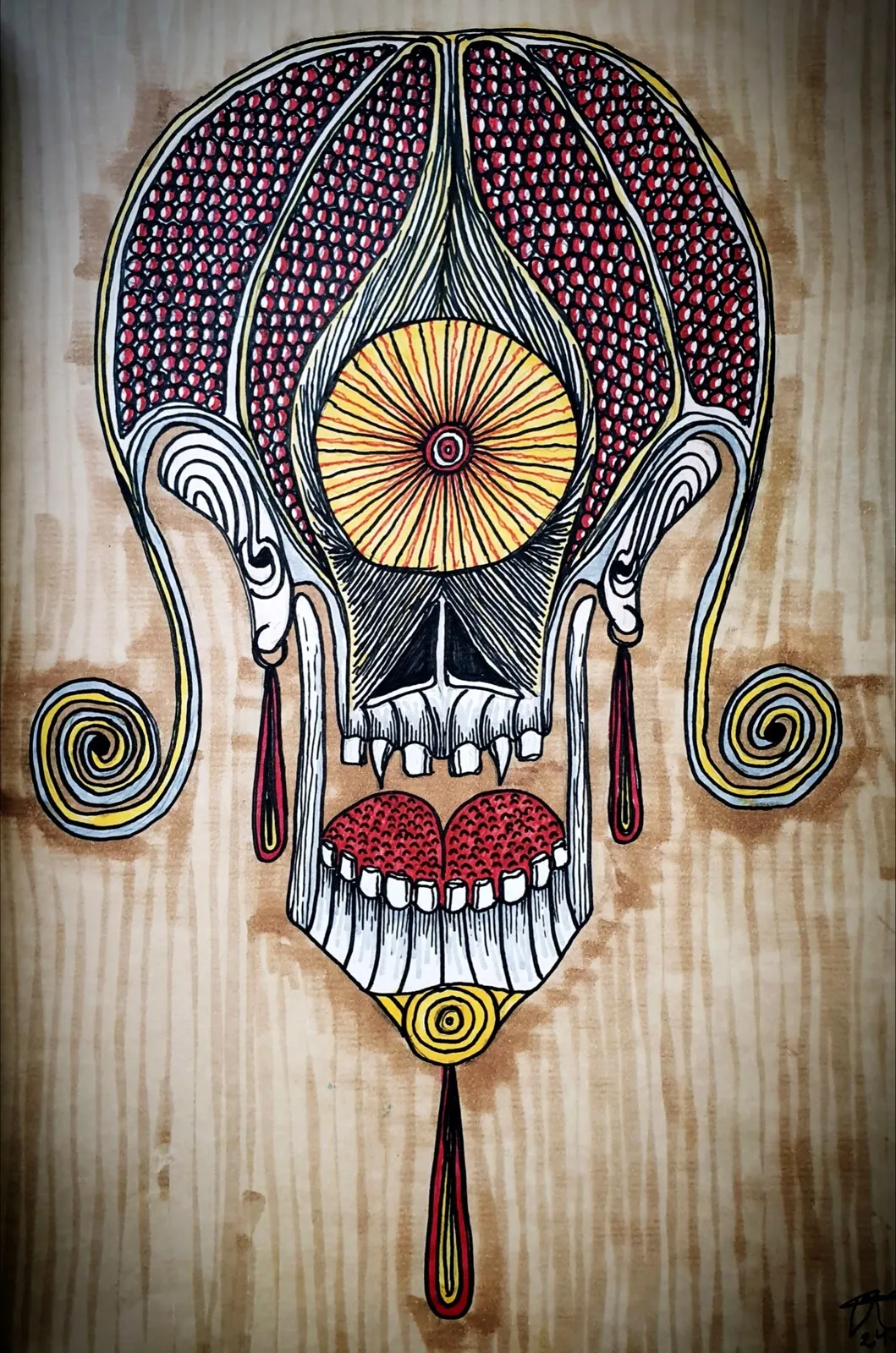 Akvarell Solögd skalle av Oden Vållberg