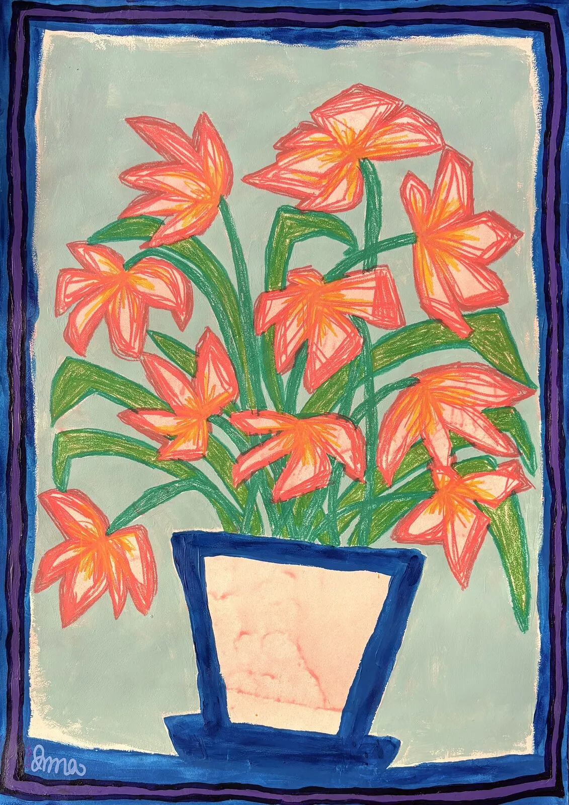 Akrylmålning Fredstulpaner av Alma-Anna Andersson