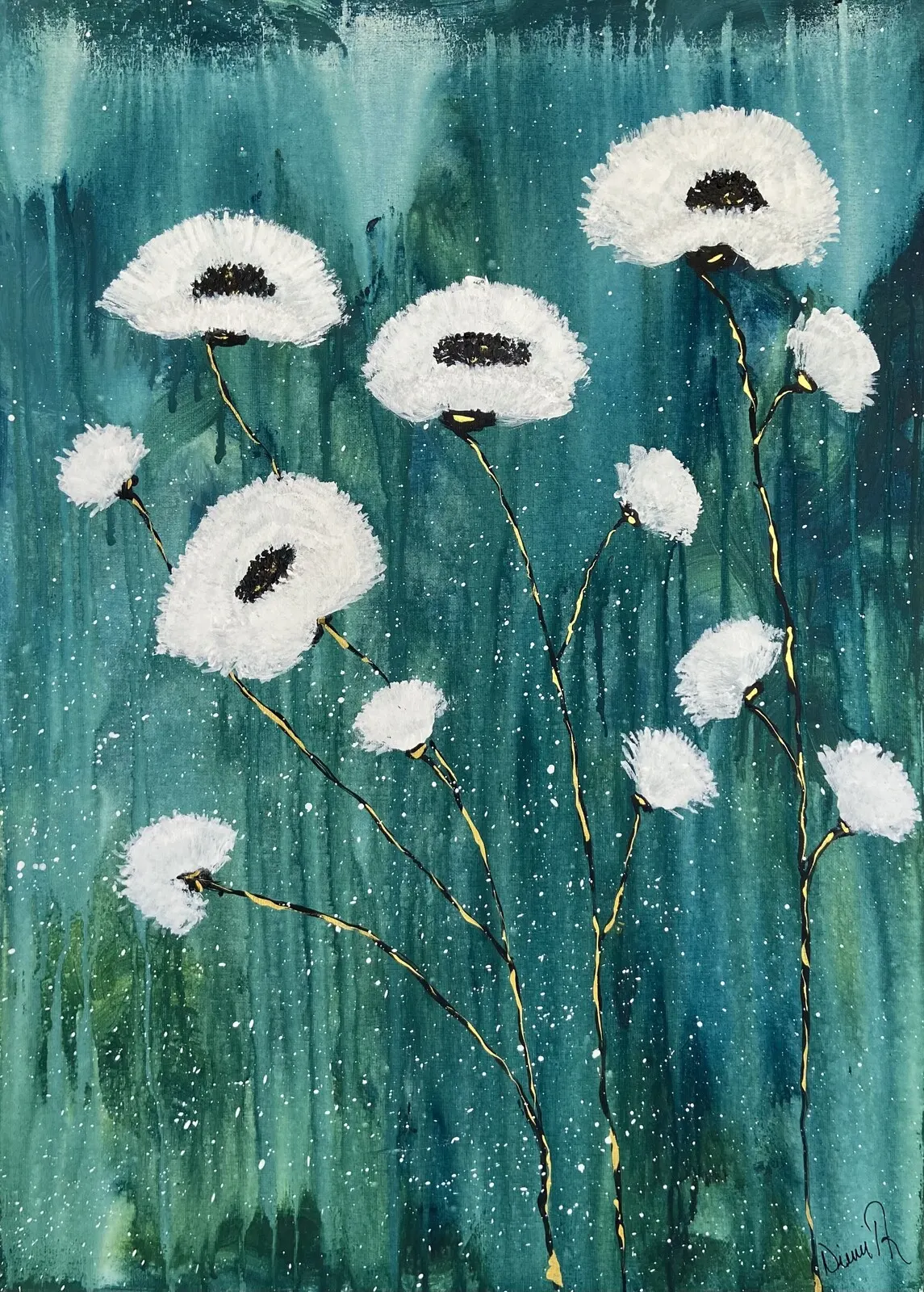 Akrylmålning Blommor på ängen av Ninni Andersson