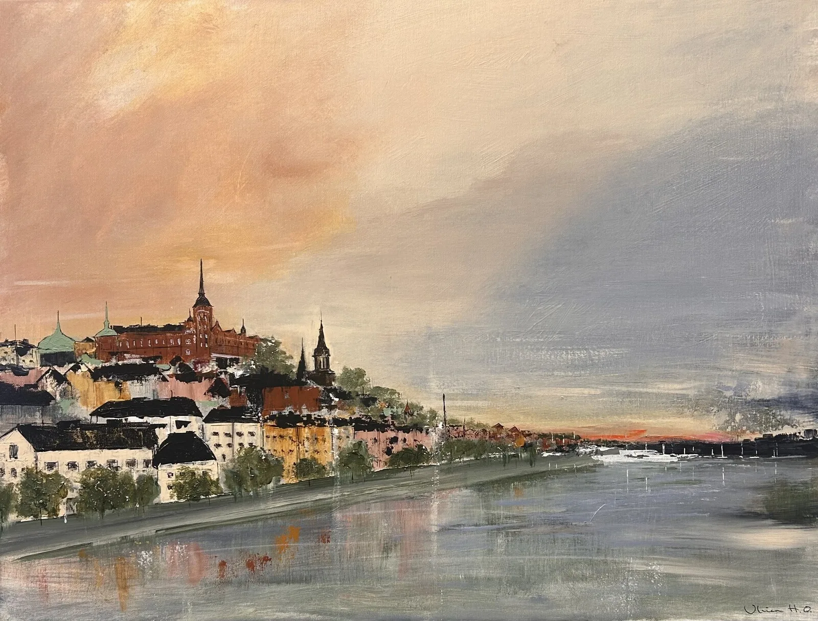 Akrylmålning Söders höjder av Ulrica Halling Olsson_art Stockholm