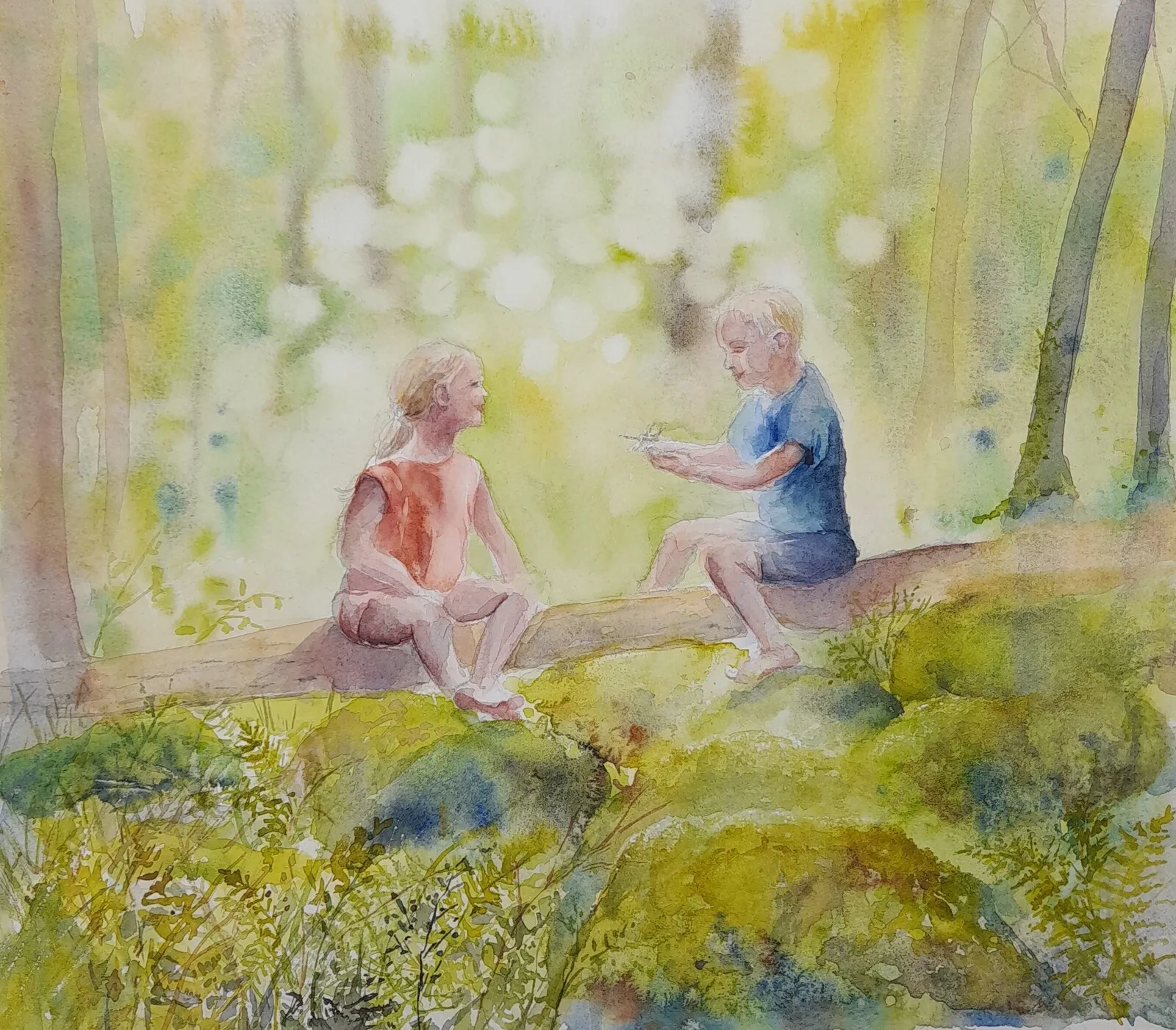 Akvarell Sommardrömmar /Mötet I gläntan av Petra Skogsberg